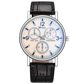 Fashion Men's Sports White Dial Three-Eye Watches Unisex Couple's Quartz Wrist Watch for Men Casual Leather Watch