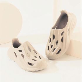 Men's Couple's Wading Clogs Summer Breathable Thick-Soled Non-Slip Beach Shoes for Men and Women Outdoor Soft-Soled Hole In-The- (Shoe Size: 36-37, Color: Khaki)