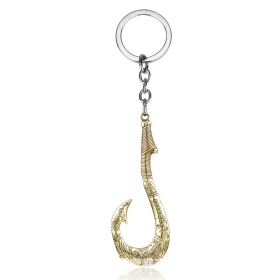 Fish Hook Solid Color Keychain Pendant Accessories (Color: Gold)