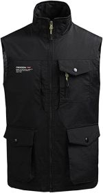 Men's Multi-pocket Casual Quick Dry Vest Photography Fishing Outdoor Vest (size: BLUE-4XL)