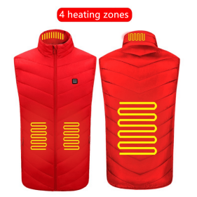 Heated Vest Washable Usb Charging Electric (Color: 4zone red, size: L)