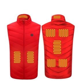 Heated Vest Washable Usb Charging Electric (Color: 8zone red, size: 4XL)