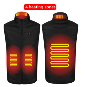 Heated Vest Washable Usb Charging Electric (Color: 4zone black, size: 4XL)