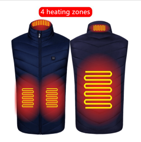 Heated Vest Washable Usb Charging Electric (Color: 4zone blue, size: XL)