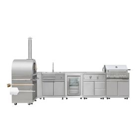 TMG Living Kitchen Pro Series 7-Piece Stainless Steel Modular Outdoor Kitchen Suite Set, 35" Refrigerator Cabinet, 32" BBQ, 4-Burner Gas Grill, S (material: Box 04)