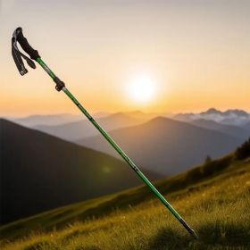"5-Section Collapsible Trekking Poles - Lightweight Aluminum Alloy with External Lock, Adjustable 24-55" for Hiking" (Color: Green)