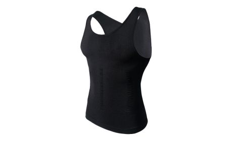 Men's Slimming Vest Body Tank Shaper Compression Shirt Sleeveless (Color: Black, size: L)