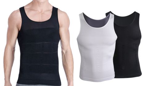 Men's Slimming Vest Body Tank Shaper Compression Shirt Sleeveless (Color: Black, size: S)