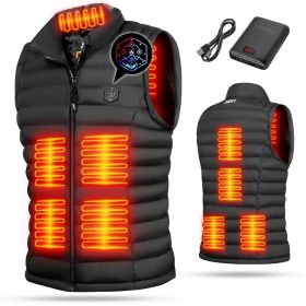 Black Women's Heated Vest with Battery Pack, Lightweight Down Rechargeable Electric Heated Apparel with 9 Heating Panels (size: S)